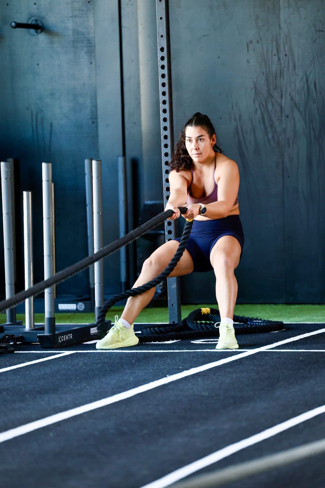 A KVZ member on the rope pull down the sprint lanes