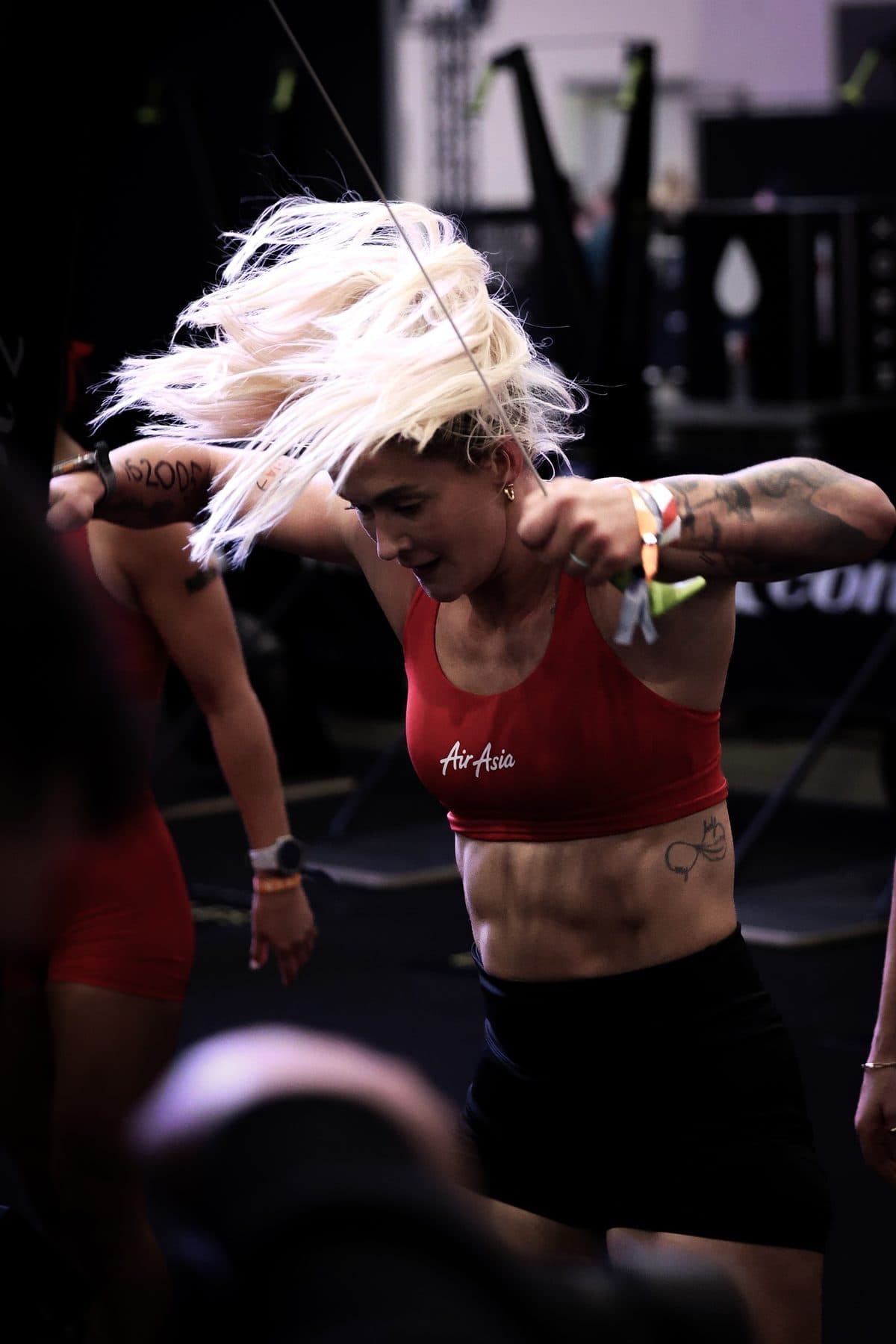 A KVZ athlete going hard on the skipping rope mid-event